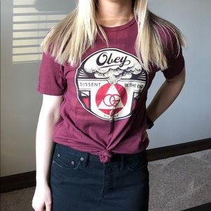 Maroon obey t shirt
